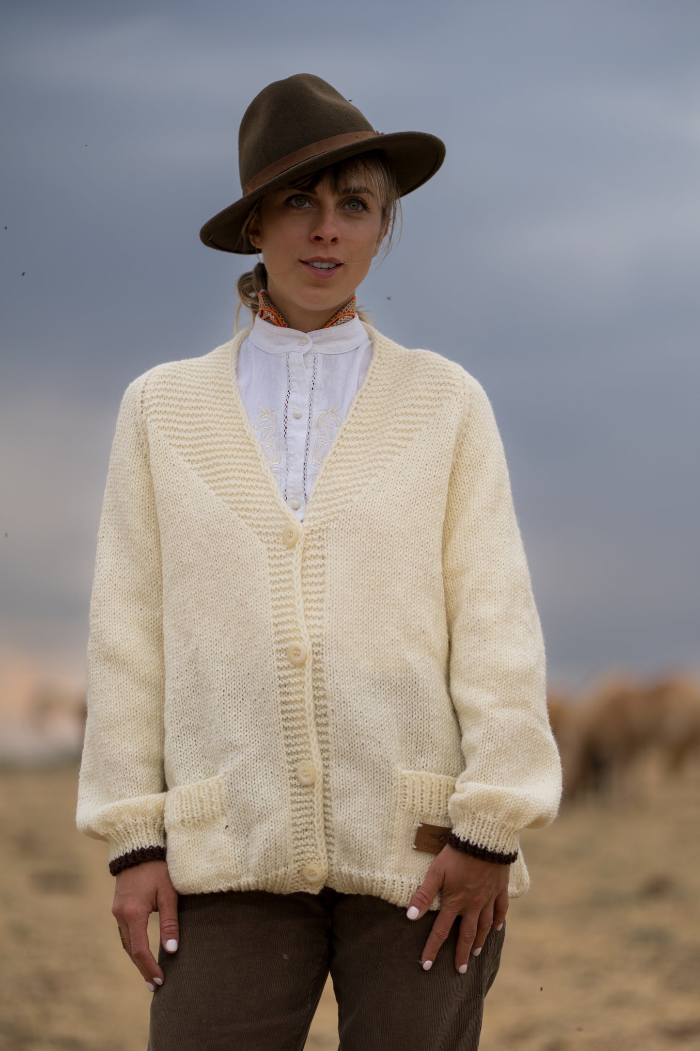 Hand-Knitted Merino Wool Cardigan