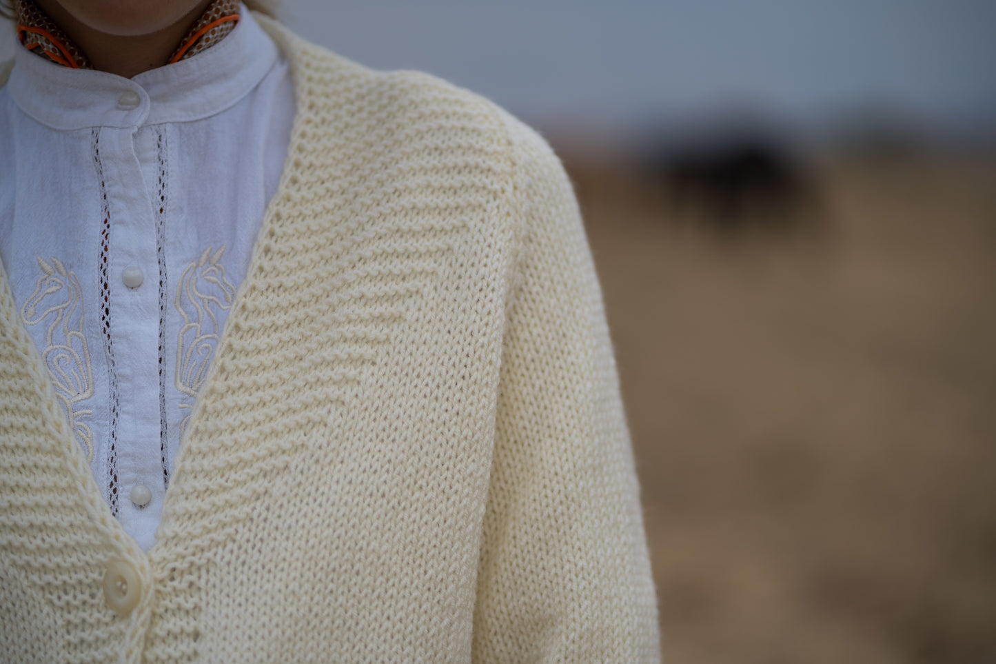 Hand-Knitted Merino Wool Cardigan